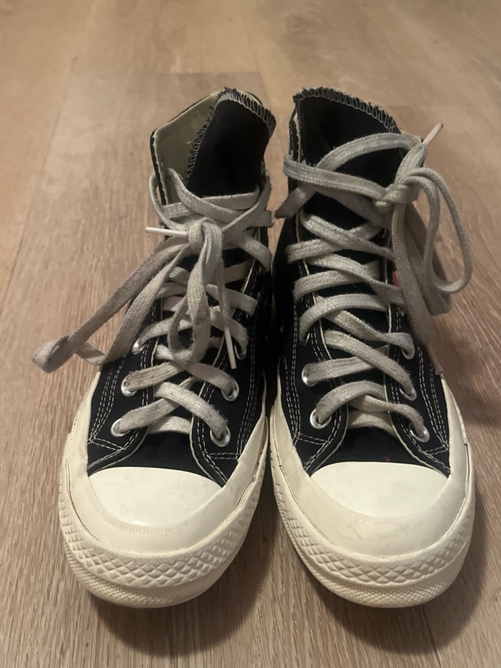 Mens Black High-Top Canvas Sneaker with White Trim - Picture 1 of 4